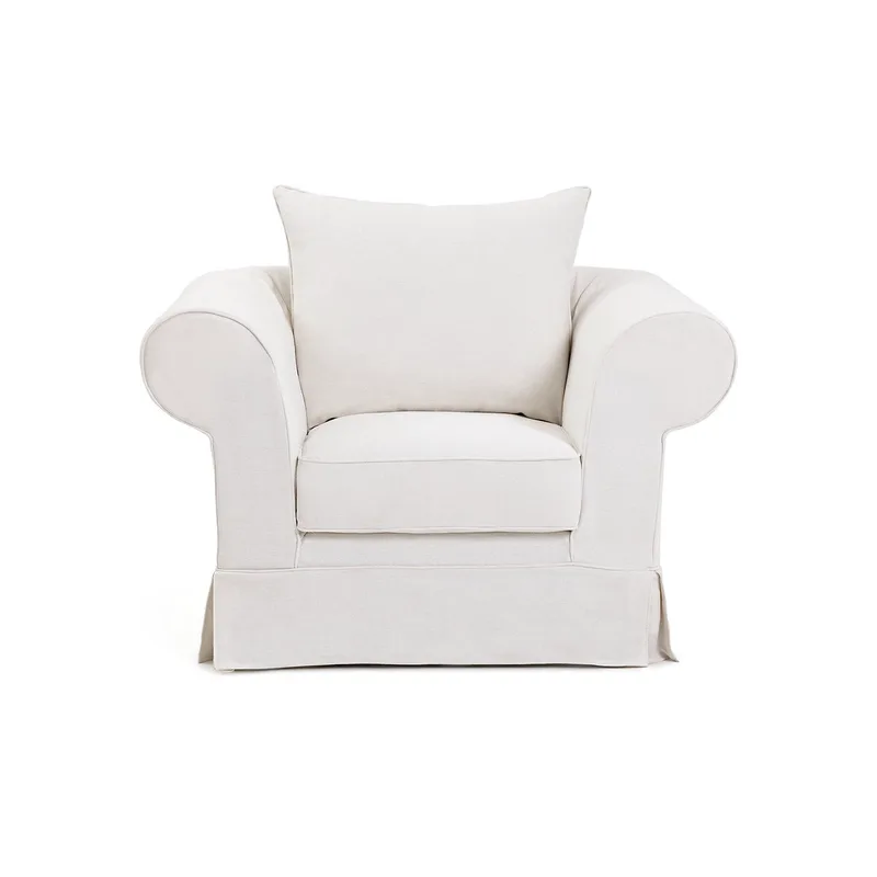 Εξαιρετικά άνετη πολυθρόνα από χοντρό λινό