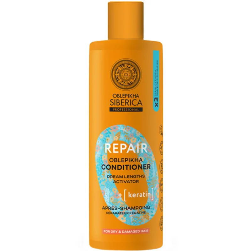 Oblepikha Siberica Professional Repair with Biolipid Complex & Keratin Conditioner Μαλακτική Κρέμα Αναδόμησης με Κερατίνη για Ξηρά & Ταλαιπωρημένα Μαλλιά 400ml