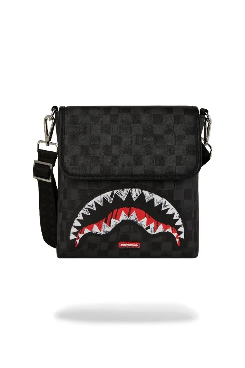 Sprayground Shark Central Τσάντα Ώμου -Σκάκι-B8228-BLACK