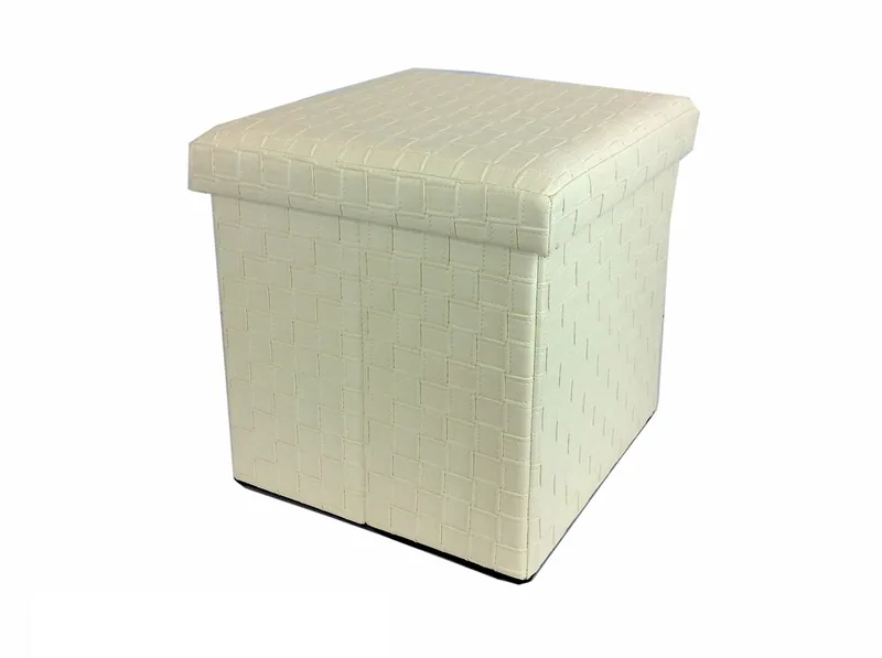 Σκαμπό Με Αποθηκευτικό Χώρο Μπεζ Δέρμα 38x38x38cm