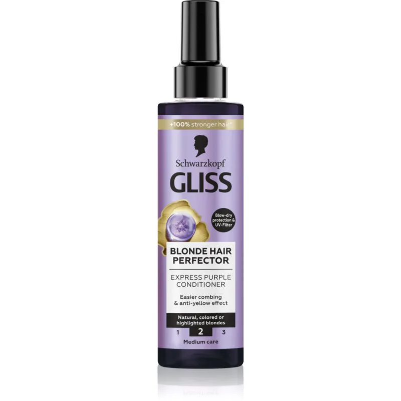 Schwarzkopf Gliss Blonde Hair Perfector κοντίσιονερ χωρίς ξέβγαλμα εξουδετέρωση κίτρινων αποχρώσεων 200 ml