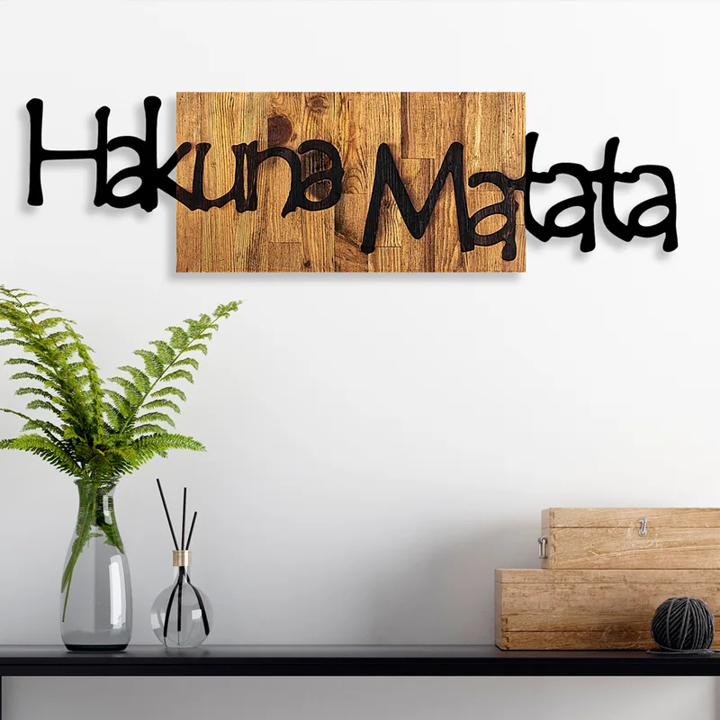 Ξύλινο Διακοσμητικό Τοίχου Hakuna Matata 4 899Skl2202 108x3x30 cm