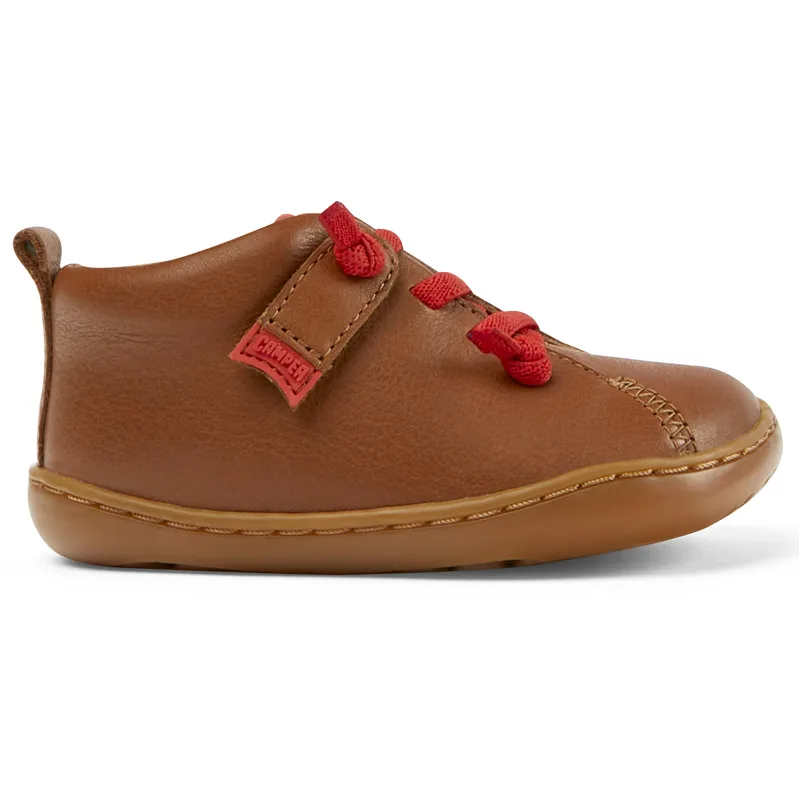 CAMPER Peu - Άγκιστρο και θηλιά Για Firstwalkers - Καφέ, Μέγεθος 20, Smooth leather