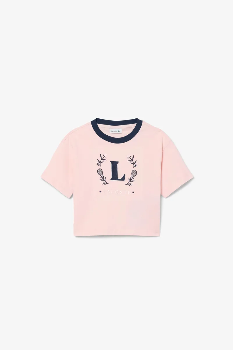 Lacoste παιδικό T-shirt με graphic logo Oversized Fit - TJ6645 Ροζ Ανοιχτό