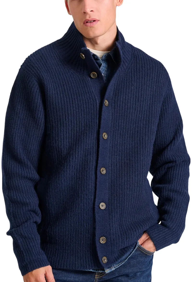 Ζακέτα Funky Buddha Πλεκτή Με Ψηλή Λαιμόκοψη FBM010-038-09-NAVY MEL Ανδρικό