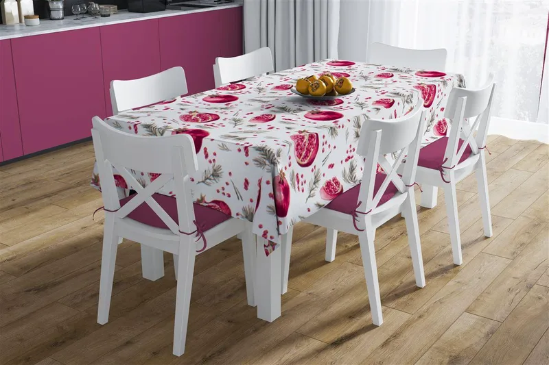 Σετ Τραπεζομάντηλο 140x140εκ. Με Runner 40x140εκ. Αλέκιαστο Polycotton Pomegranate 458 White DimCol (Χρώμα: Λευκό, Ύφασμα: 70% Βαμβάκι-30% Polyester) - DimCol - 33313353001