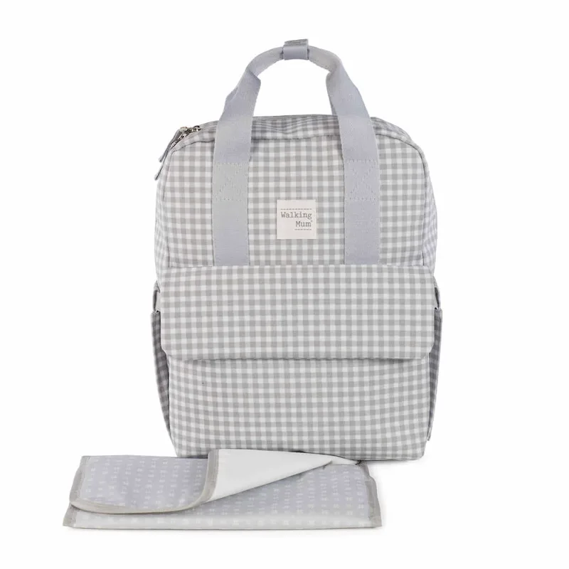 Τσάντα Αλλαξιέρα Backpack (28x12x37) Walking Mum I Love Vichy Grey