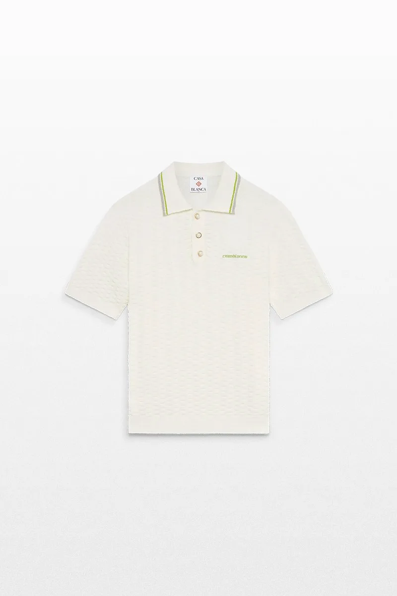 CASABLANCA Ανδρικό Λευκό Tennis Boucle Polo Shirt