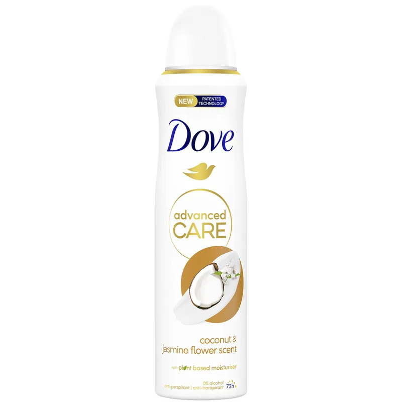 Dove Advanced Care 72h Deodorant Spray with Coconut & Jasmine Flower Scent Αποσμητικό Σπρέι Μεγάλης Διάρκειας με  Άρωμα Καρύδα & Άνθη Γιασεμιού 150ml
