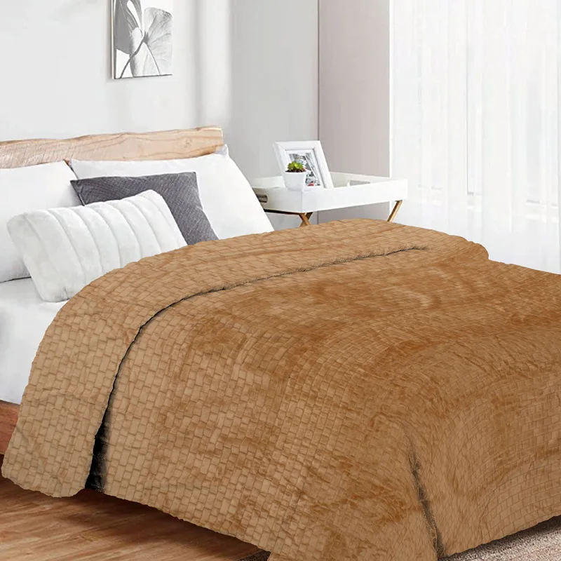 Κουβέρτα Fleece Μονή 160x220 Dimcol Brick 02 Μπεζ