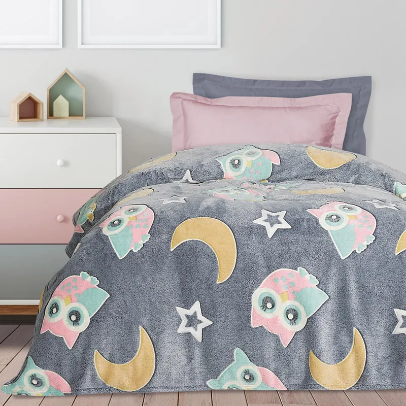 Φωσφοριζέ Κουβέρτα Fleece Μονή 160x220 Das Home Velour 4864 Grey 160x220