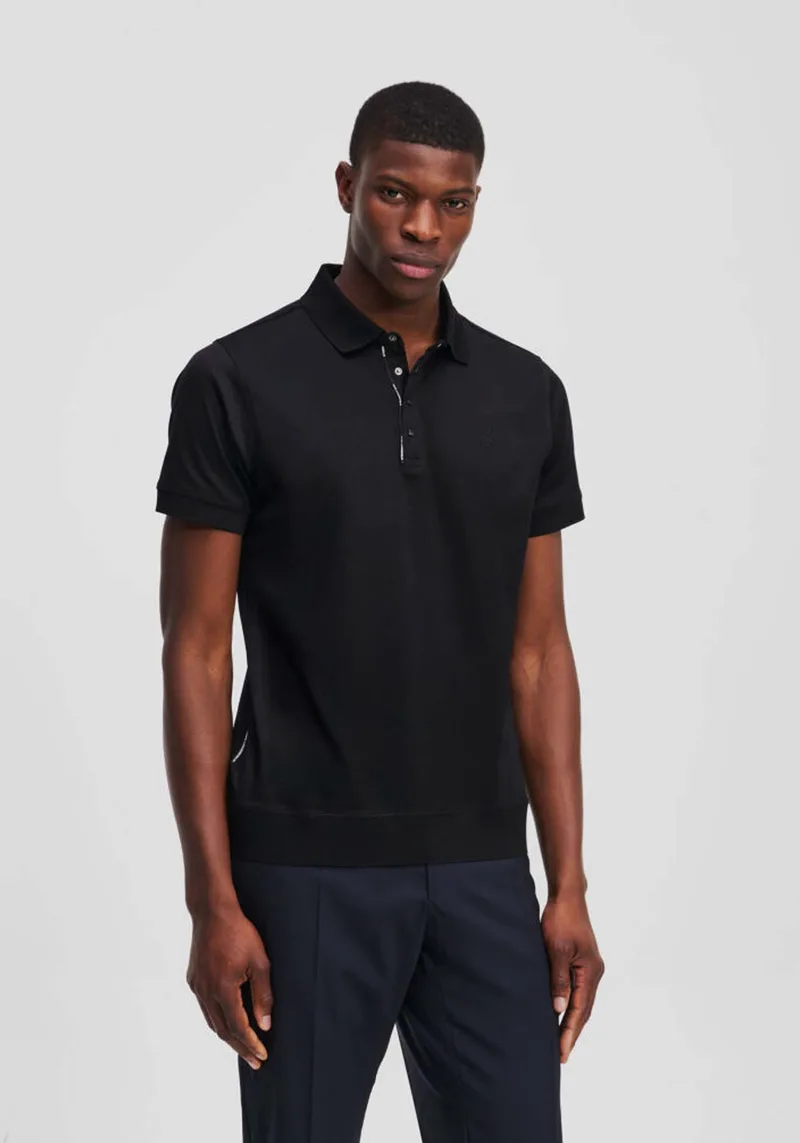 Karl Lagerfeld Polo Μπλούζα της σειράς Pressbutton - 745000 552200 990 Black