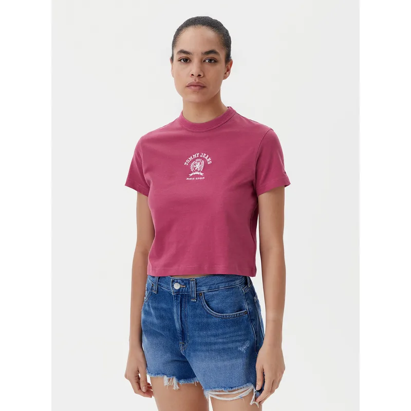 Tommy Jeans T-Shirt Varsity DW0DW20317 Ροζ Regular Fit