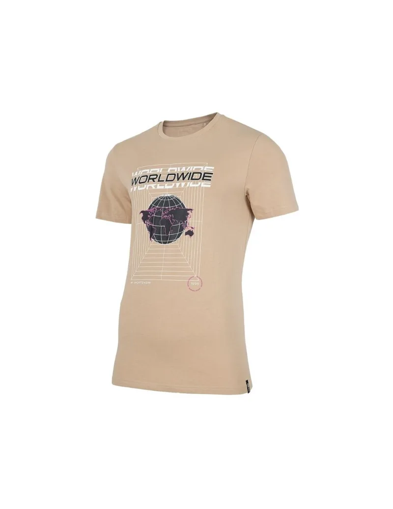 4F Ανδρικό T-shirt Μπεζ με Στάμπα H4Z22-TSM029-82S