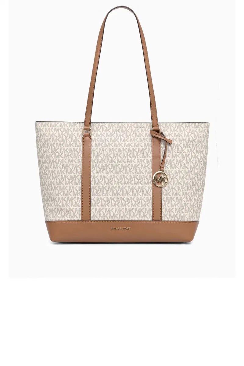 MICHAEL KORS ΤΣΑΝΤΑ SHOPPING BAG ΩΜΟΥ ANDIE ALL OVER LOGO MΠΕΖ/ΤΑΜΠΑ