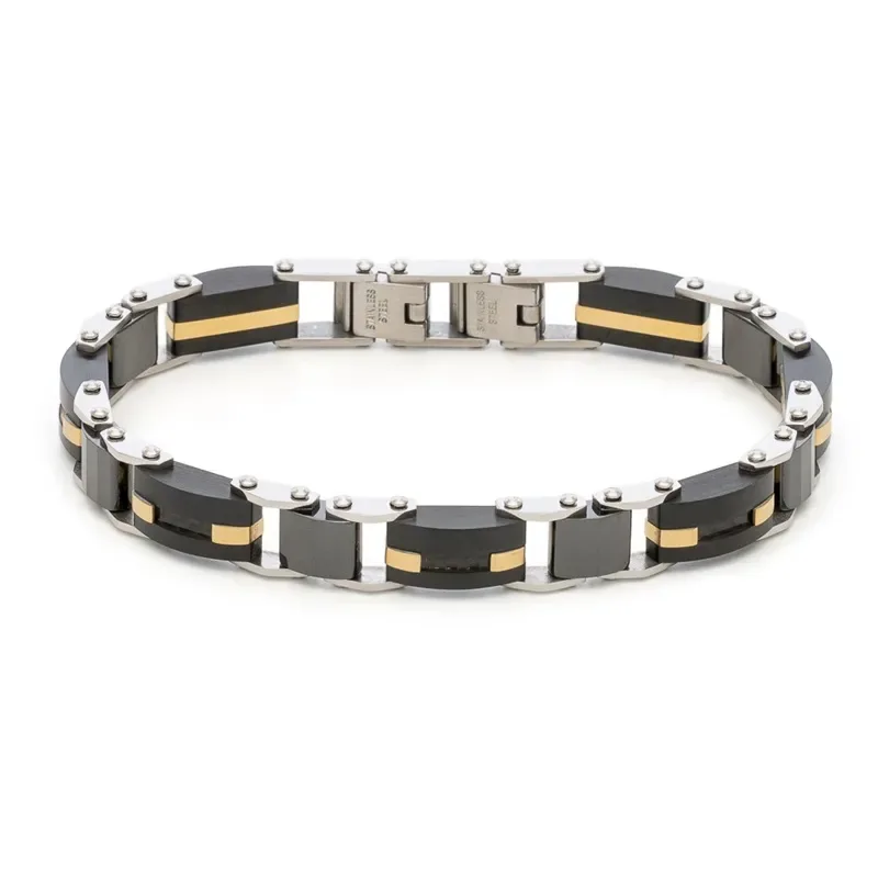 Ανδρικό τρίχρωμο βραχιόλι Visetti Stainless Steel 61C-BR399SBG 61C-BR399SBG Ατσάλι