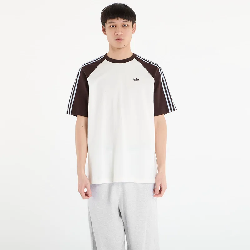 T-shirt adidas Britcore Short Sleeve Ringer T-Shirt Off White/ Aurora Coffee XL