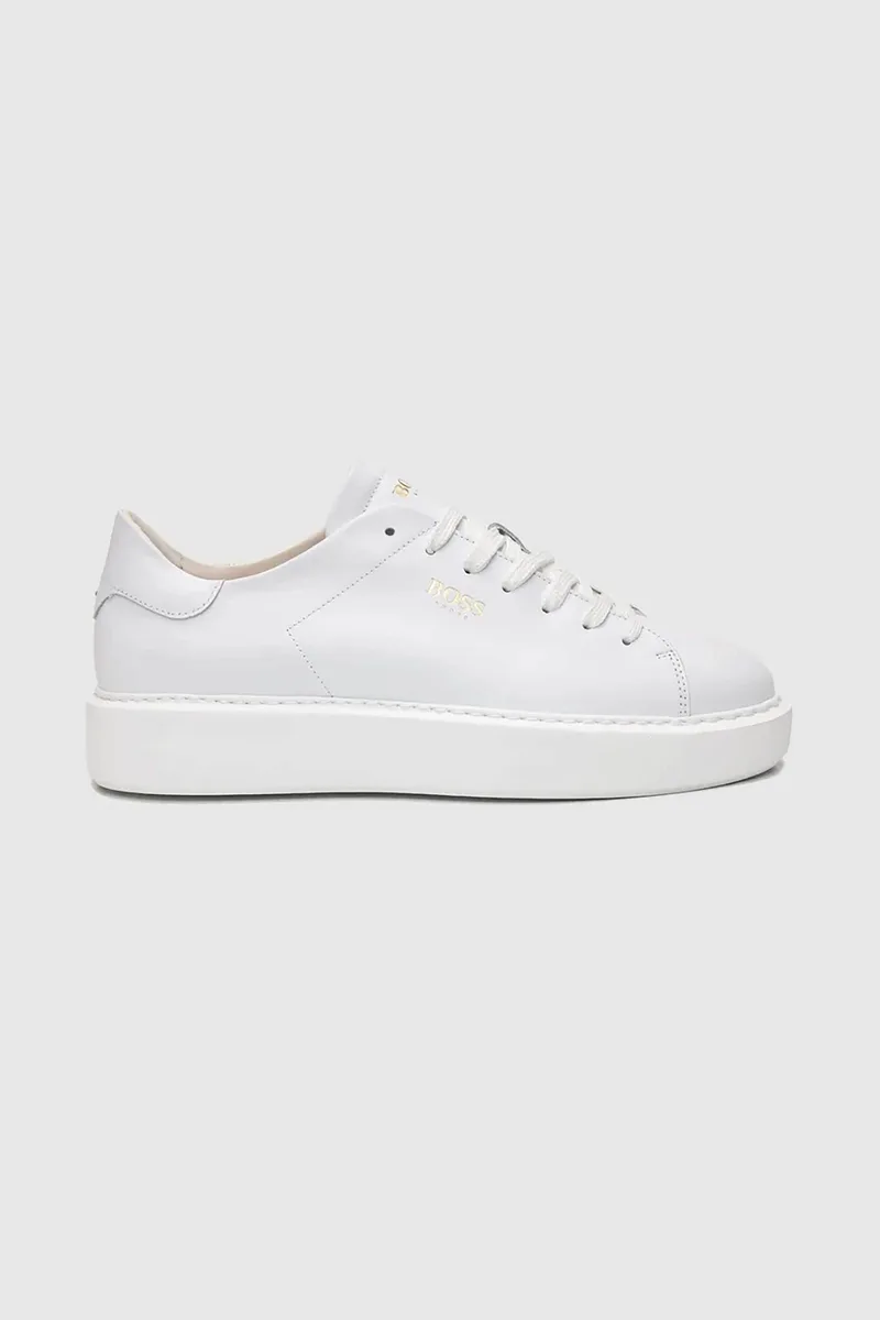 Boss Shoes ανδρικά δερμάτινα sneakers με λογότυπο - D5720 Λευκό