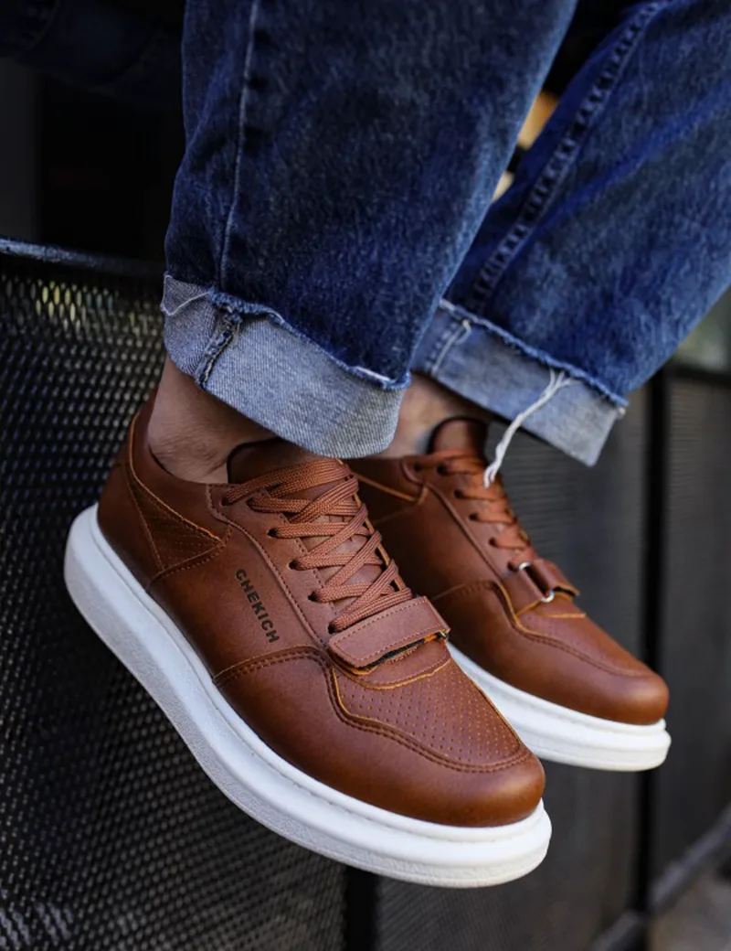 Ανδρικά ταμπά Casual Sneakers δερματίνη με Scratch CH073T