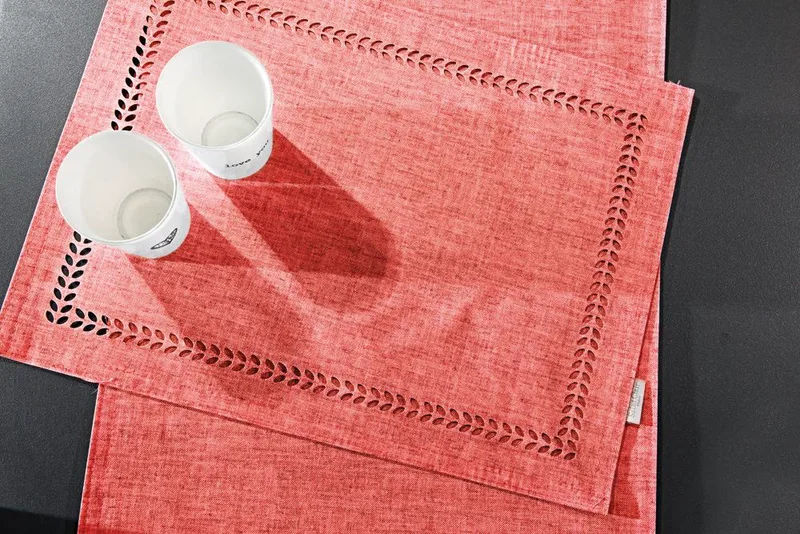 Σουπλά 2 Όψεων Polyester 3007 Tomato Laser Cut 45x33εκ. Saint Clair (Σετ 4 Τεμάχια) (Ύφασμα: Polyester) - Saint Clair - 5206480425479