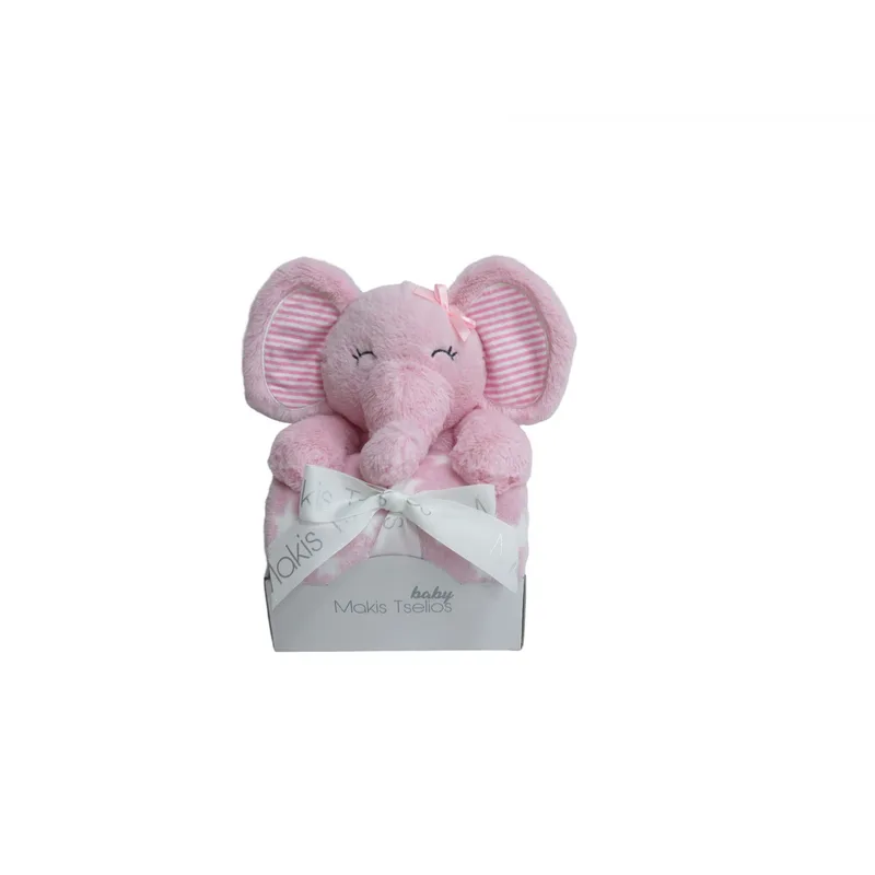Κουβέρτα Fleece Αγκαλιάς Makis Tselios Elephant Ροζ 80x110