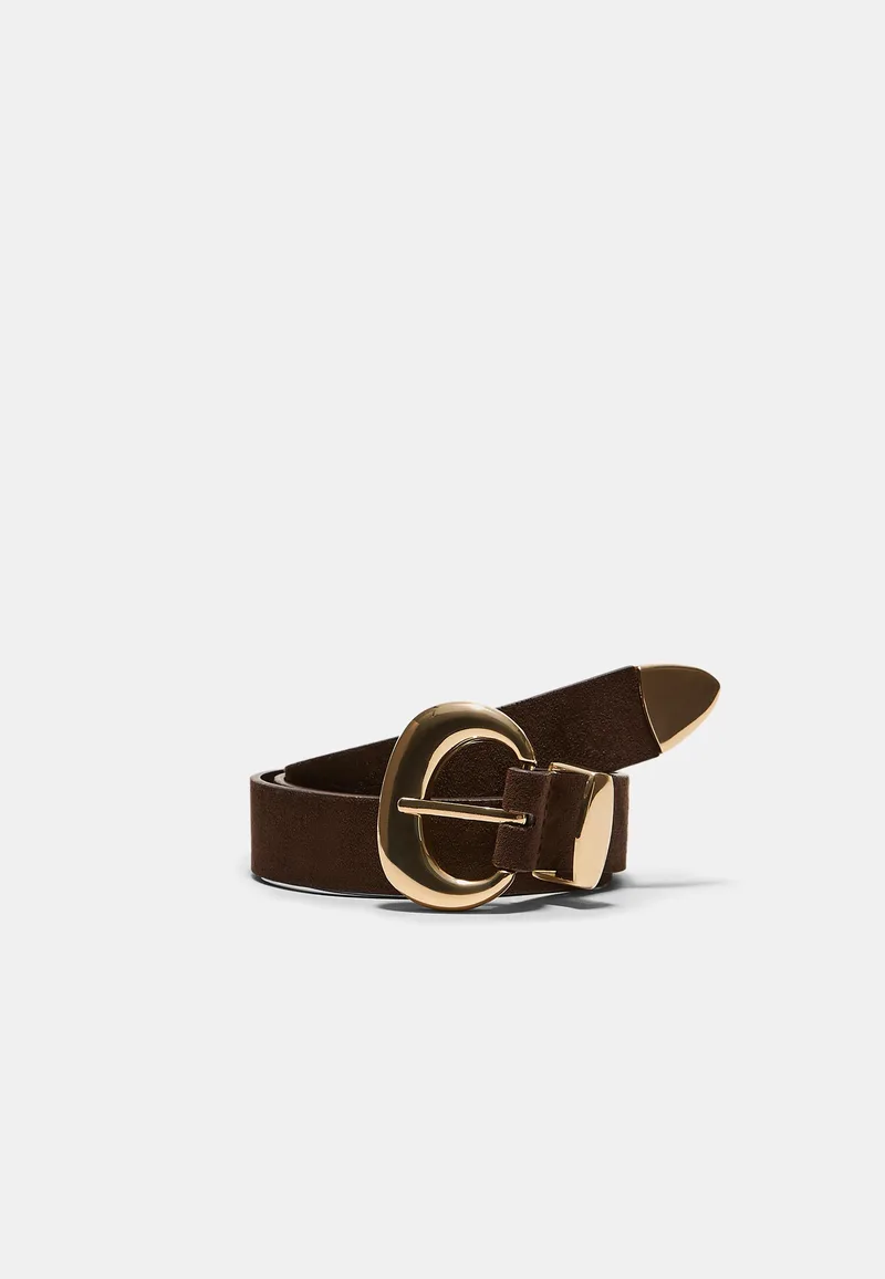 Stradivarius Ζώνη Με Χοντρή Αγκράφα Καφέ 90