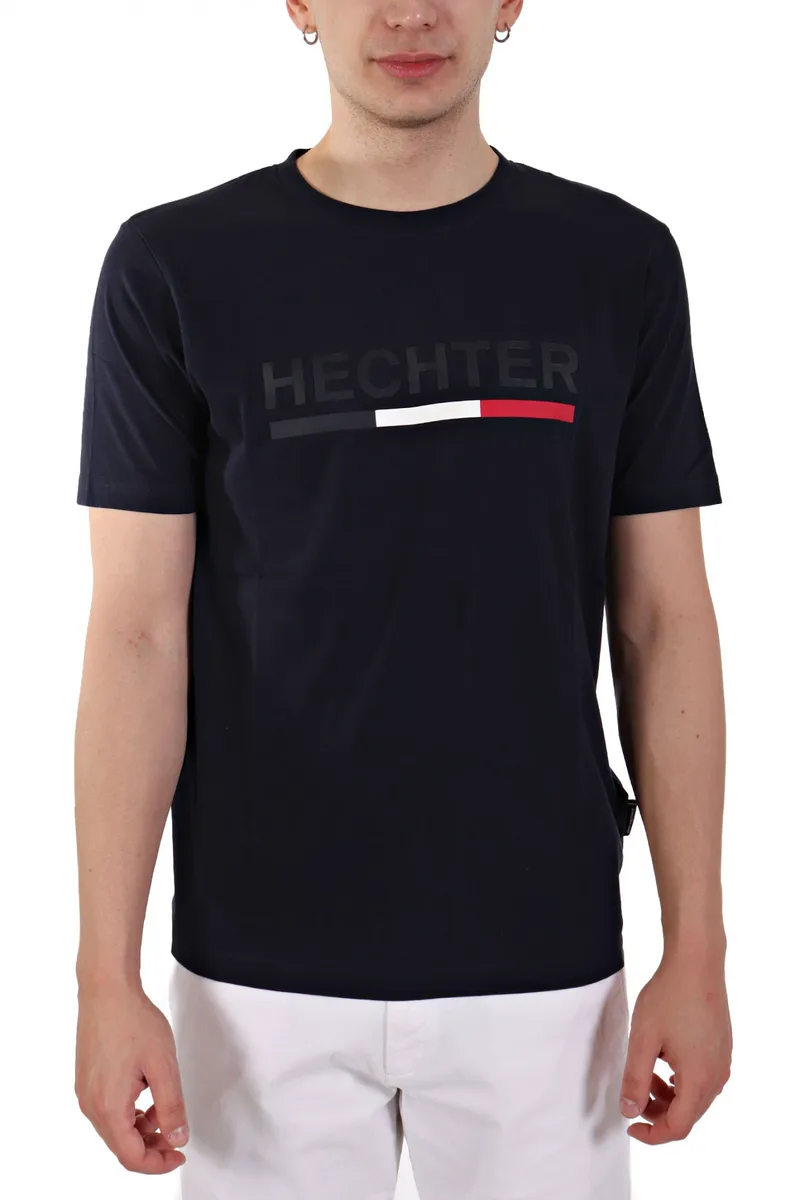 HECHTER T-SHIRT JERSEY LOGO ΑΝΑΓΛΥΦΟ ΜΕΓΑΛΟ ΜΠΛΕ ΣΚΟΥΡΟ