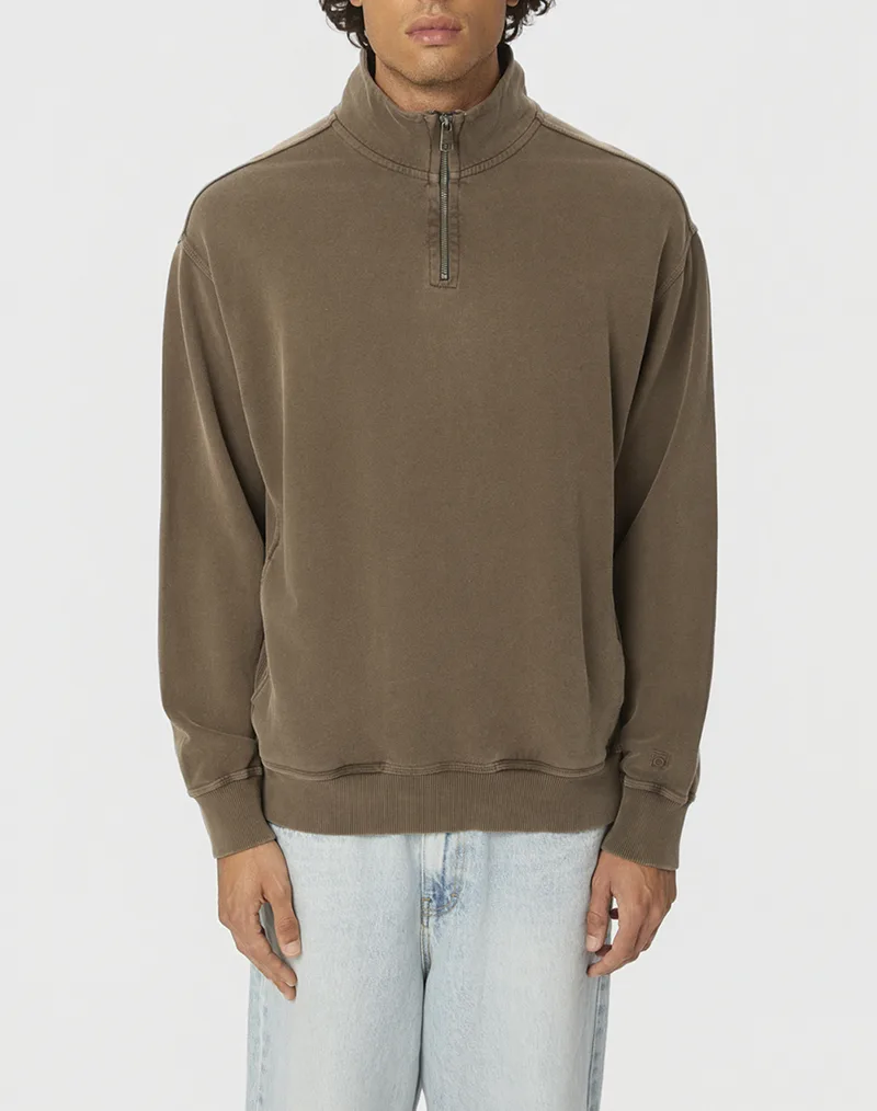 DIRTY LAUNDRY DROPPED SHOULDER HALF-ZIP CREWNECK DLMC000146-VINTAGE MOCHA Cappuccino