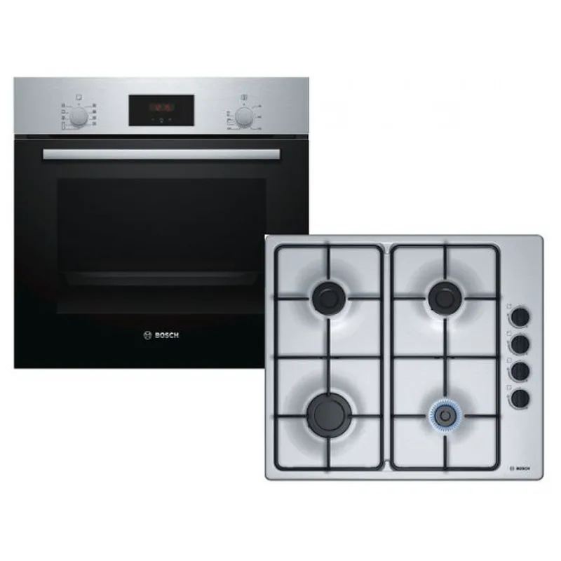 Bosch HBF134ES1 + PBP6B5B80 Αυτόνομο Σετ Εντοιχισμού με Εστία Υγραερίου Inox HBF134ES1 + PBP6B5B80