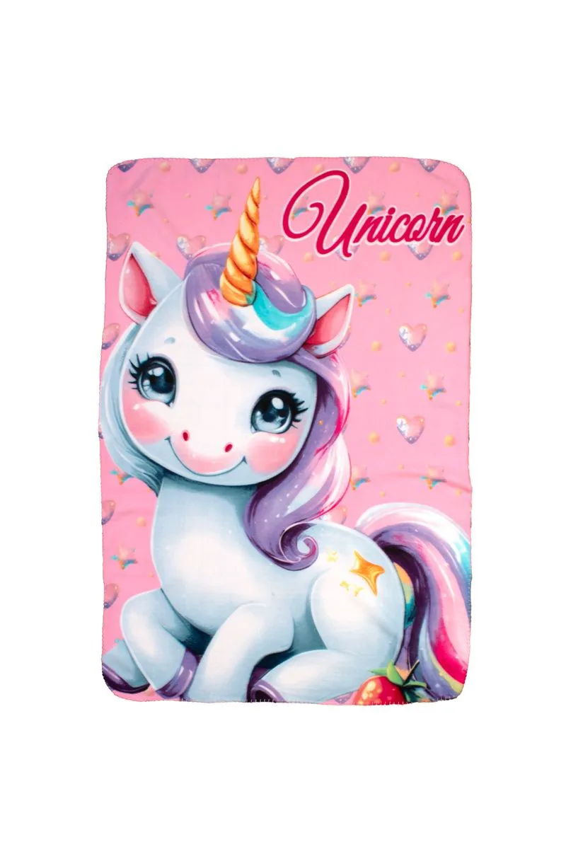 Κουβέρτα Fleece Unicorn 56 100X140 Ροζ 100% Polyester