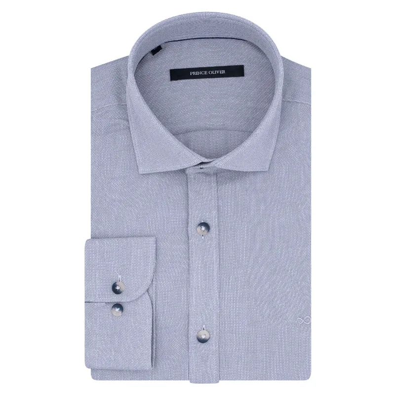 Prince Oliver Πουκάμισο Γκρι 100% Cotton (Modern Fit)