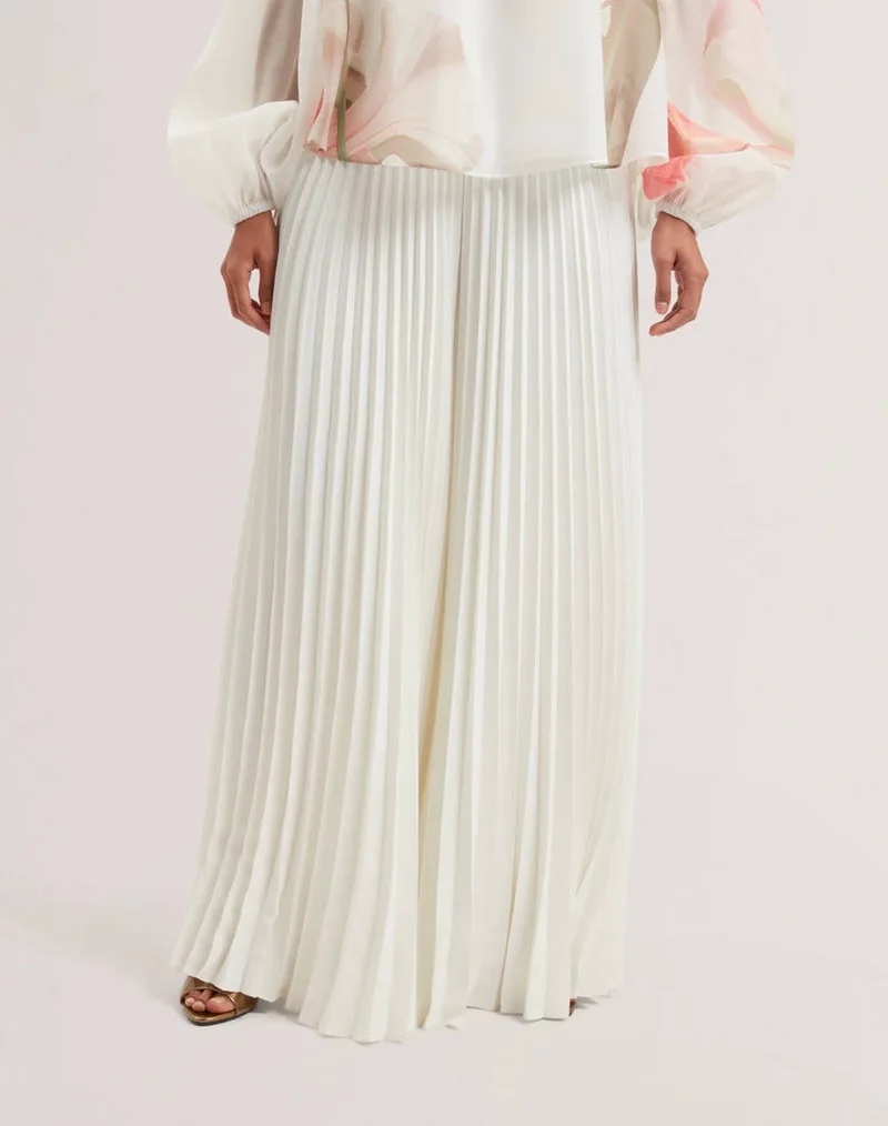 TED BAKER haryx Pleated Wide Leg Crepe Trouser 279765-IVORY Ivory