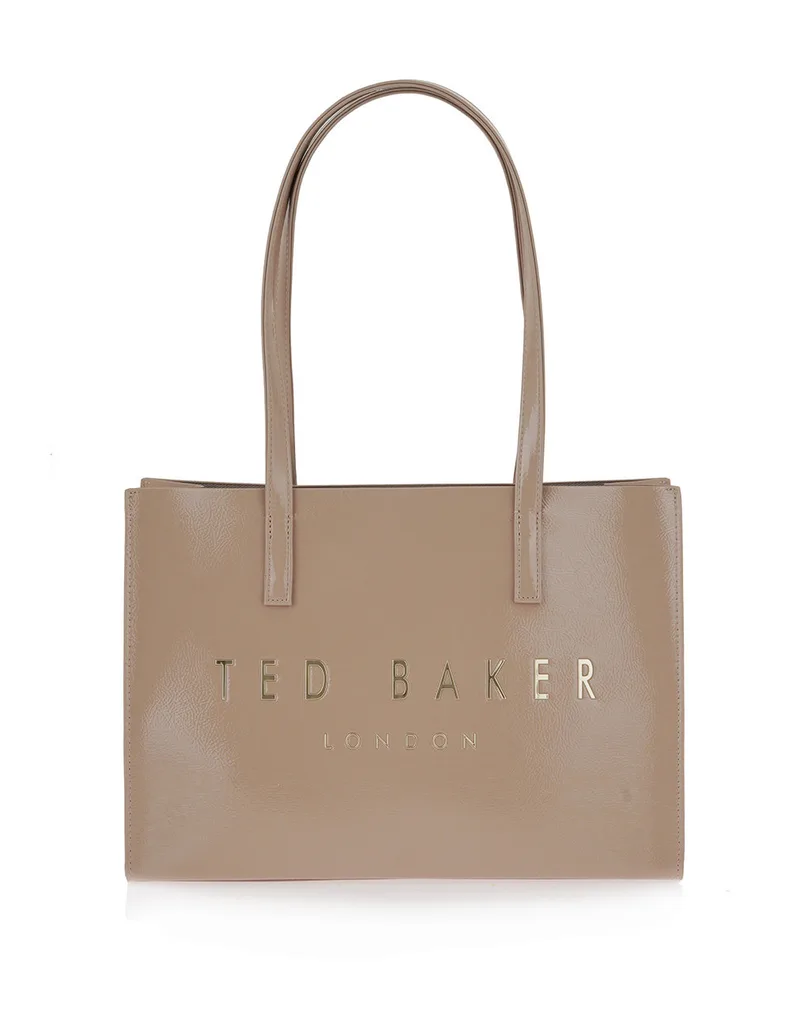 TED BAKER CRINELL Elongated Crinkle Icon Bag 284044-STONE Biege