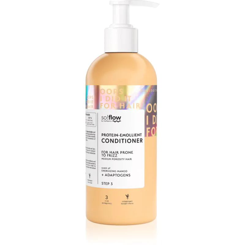 so!flow Medium Porosity Hair Protein-Emollient Conditioner ενυδατικό και λειαντικό μαλακτικό για την αντιμετώπιση του κρεπαρίσματος μαλλιών 400 ml