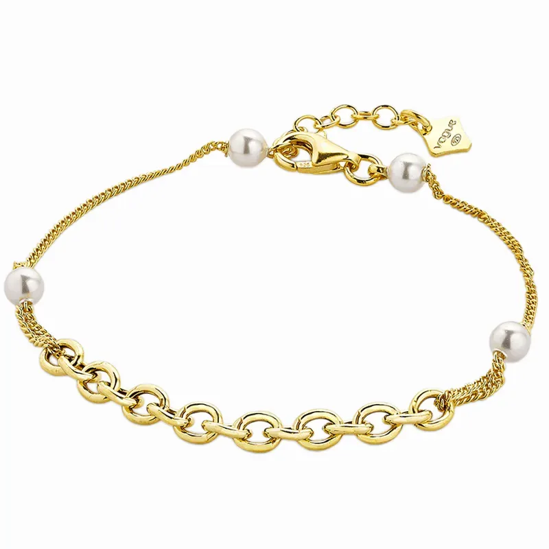 Επίχρυσο βραχιόλι Vogue 925 με μαργαριτάρια 9334341 9334341 Ασήμι