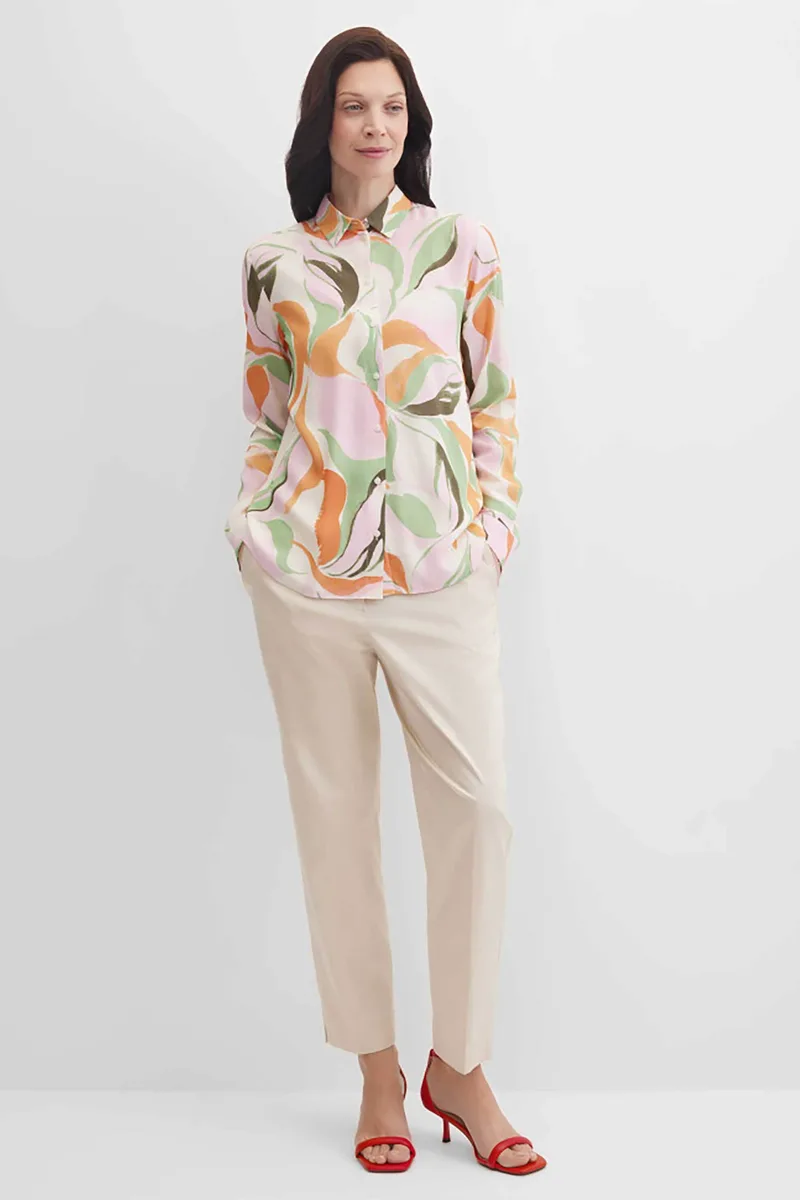 Gerry Weber γυναικείο παντελόνι cropped Tapered Fit - N67102129042 Μπεζ