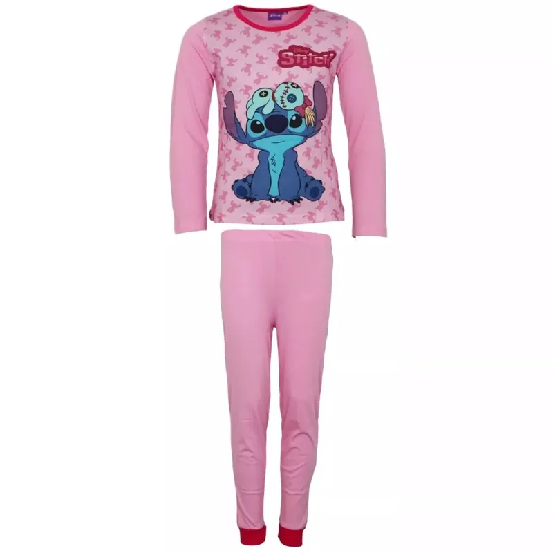 Παιδική Πιτζάμα Χειμωνιάτικη Βαμβακερή Disney Lilo and Stitch Ροζ