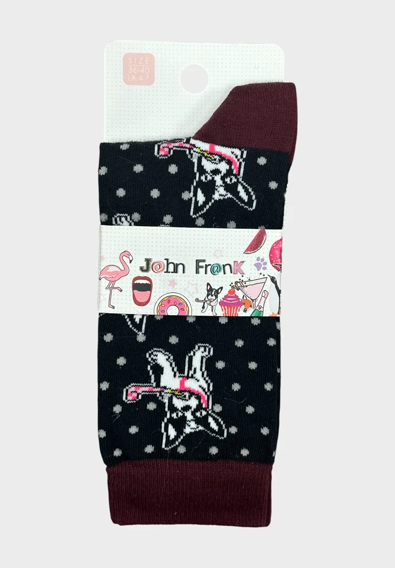 Γυναικείες Βαμβακερές Κάλτσες John Frank Bulldog WJFLSFUN19-22-Μαύρο