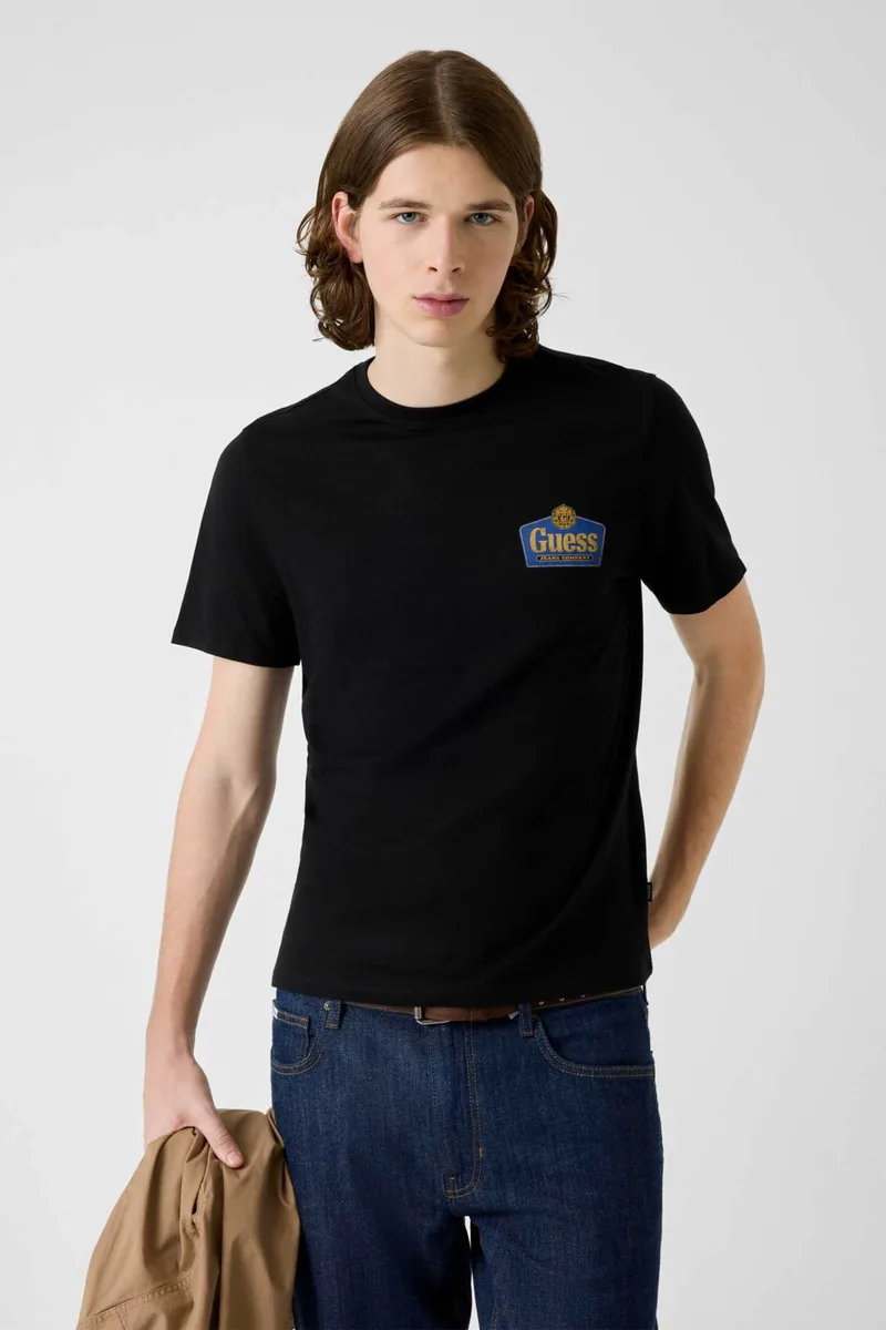 Guess ανδρικό T-Shirt με λογότυπο Slim Fit - M6RI38K8HM0 Μαύρο