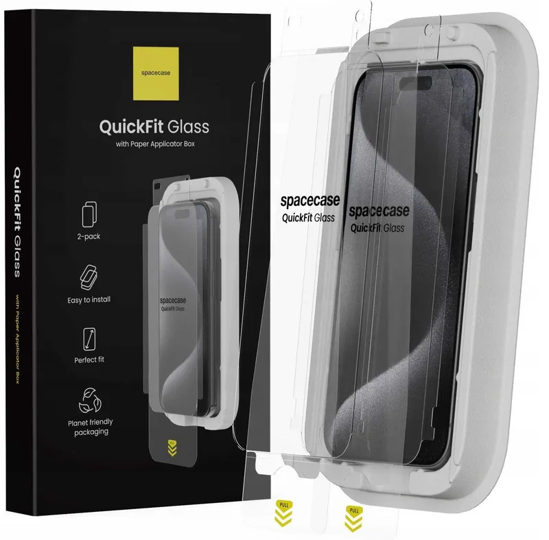 Tempered Glass iPhone 15 Pro Max Spacecase QuickFit Glass Αντιχαρακτικό Γυαλί Προστασίας Οθόνης με Απλικατέρ QuickFit 2 Τεμάχια - Clear (5905719112844)