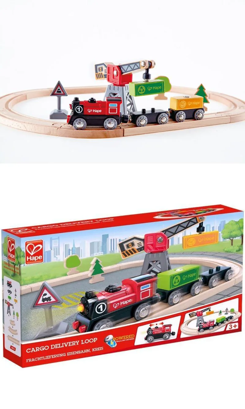Hape Cargo Delivery Loop - Σιδηρόδρομος Φορτωεκφόρτωσης Εμπορευμαύτων - 19 τεμ.