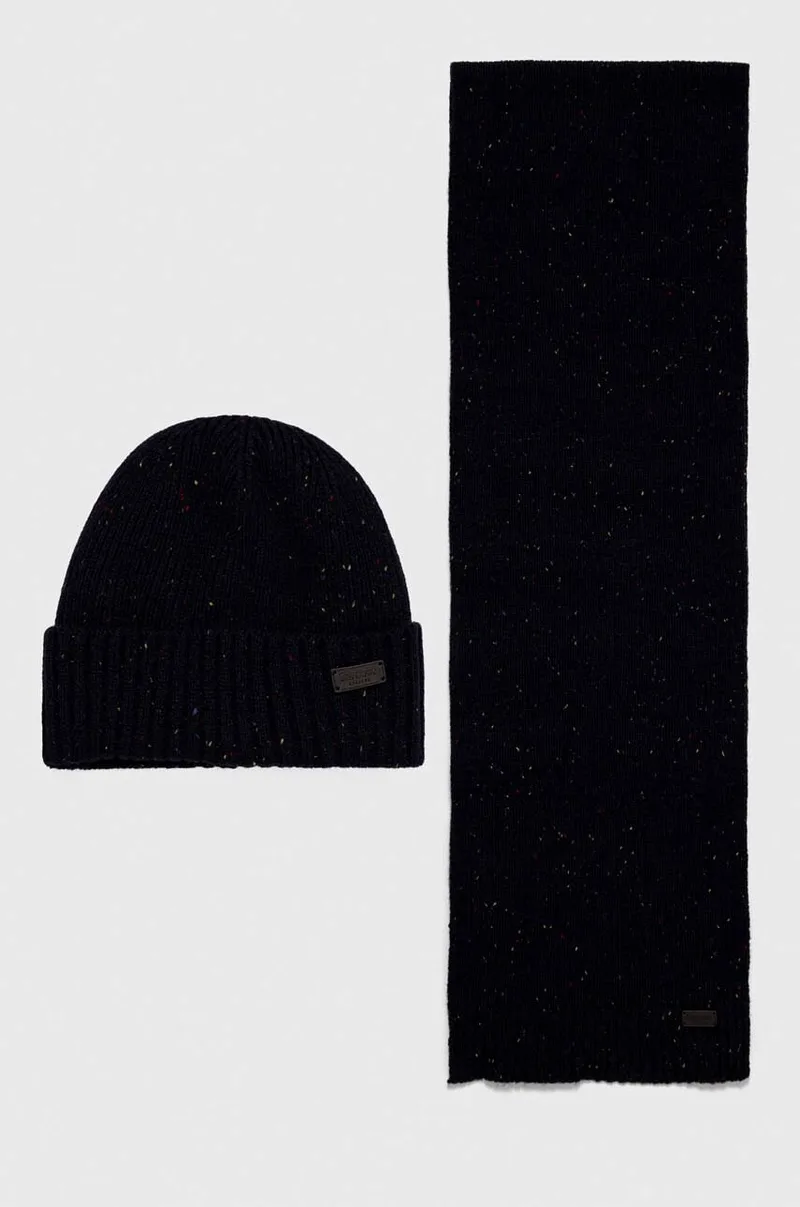 Σκούφος και κασκόλ Barbour Carlton Fleck Beanie & Scarf Gift Set