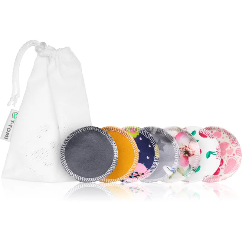 T-TOMI Make-up Removal Pads Set Soft 1 Week πλενόμενοι δίσκοι ντεμακιγιάζ COLOUR + Laundry Wash Bag 7 τμχ