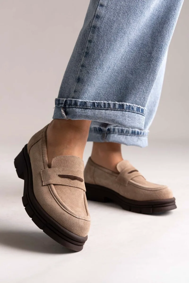 TFP Loafers με τρακτερωτή σόλα - 9051 - Μπεζ Suede