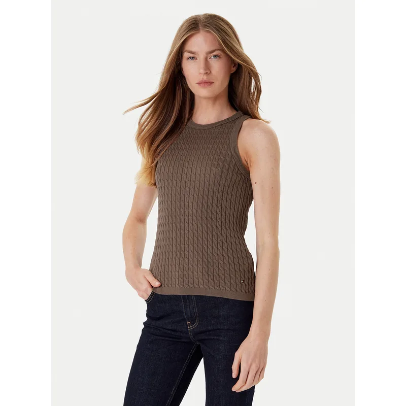 Tommy Hilfiger Τοπ WW0WW45706 Καφέ Slim Fit