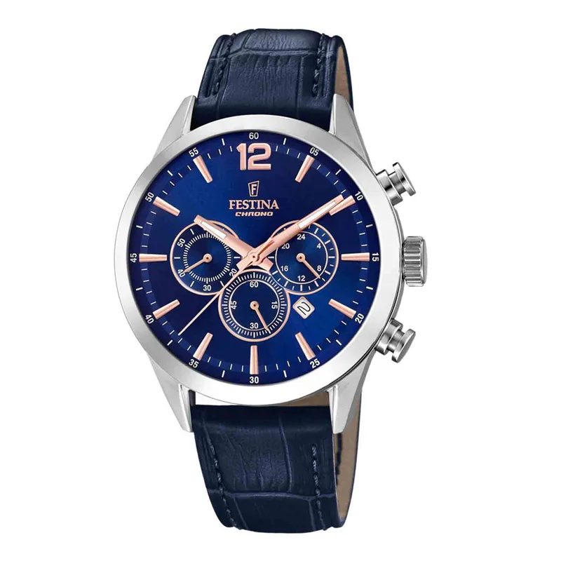 FESTINA Chronograph Blue Leather Strap F20542/4
