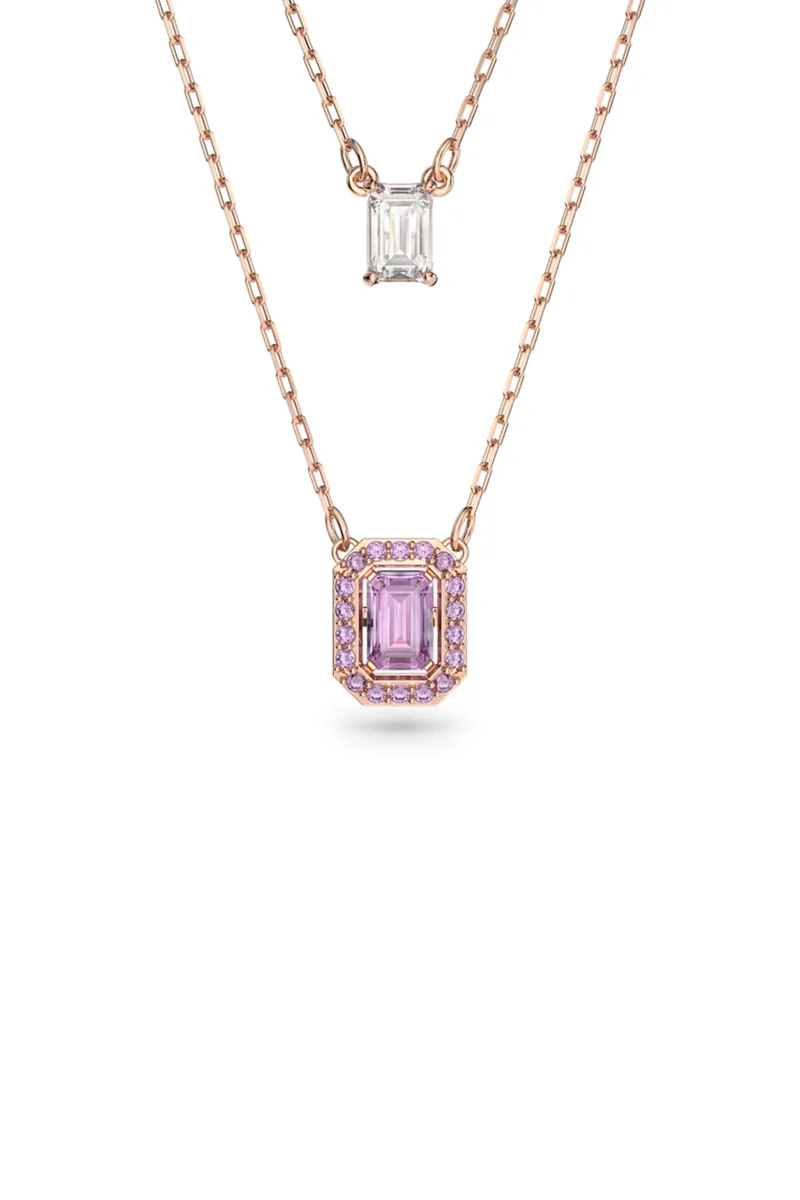 Swarovski διπλό κολιέ οκταγωνική κοπή, επιμετάλλωση σε ροζ χρυσαφί τόνο "Millenia" - 5640558