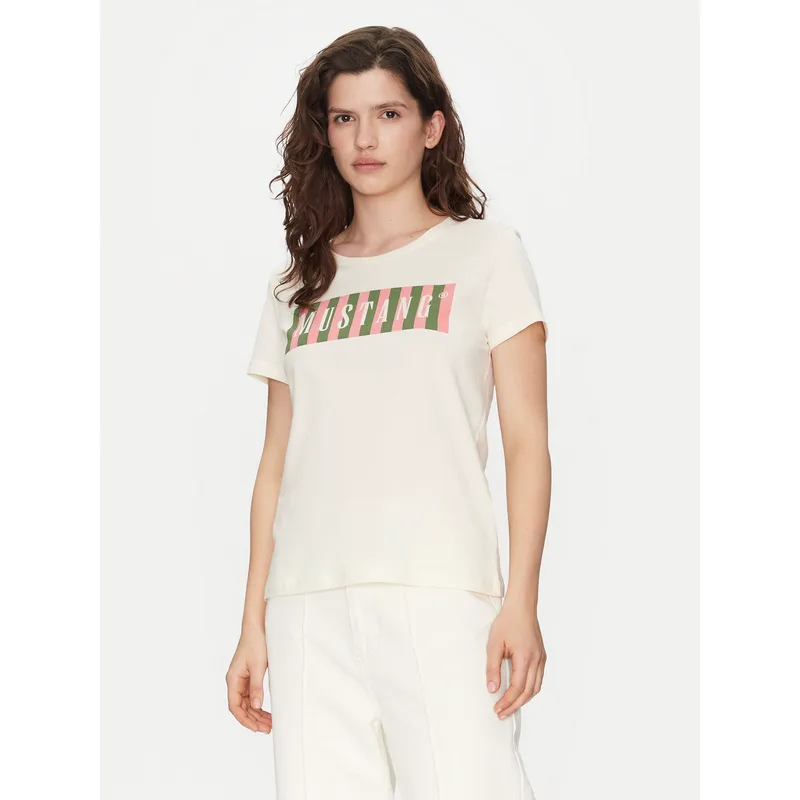 Mustang T-Shirt Alma 1016138 Εκρού Regular Fit