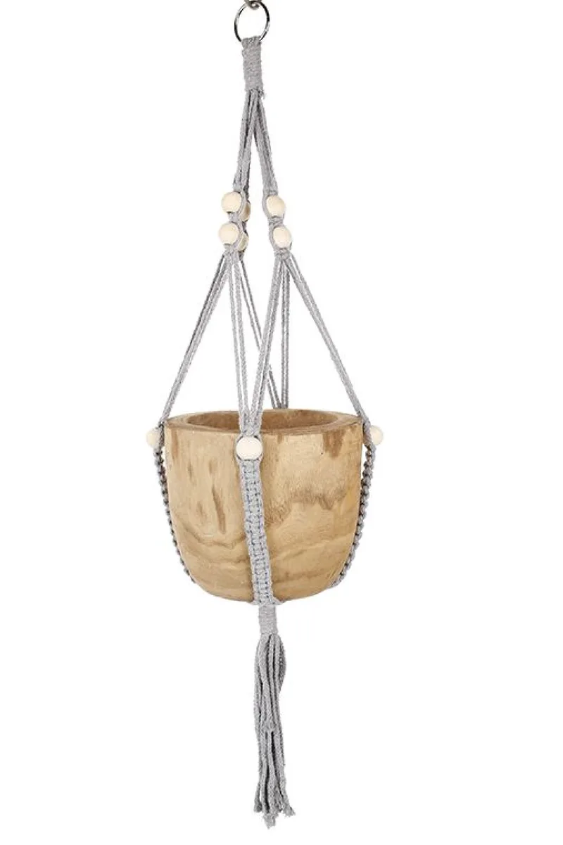Κασπώ Κρεμαστό Ξύλινο 21x21x17cm Γκρί Kaeming
