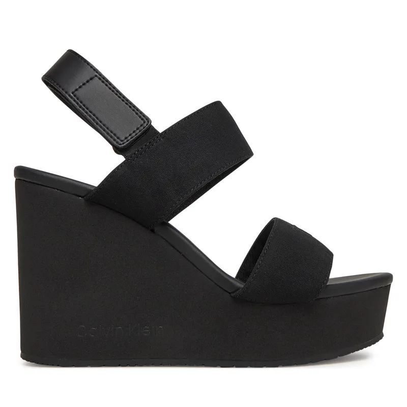 Σανδάλια Calvin Klein Jeans Wedge Sandal Webbing In YW0YW01790 Μαύρο